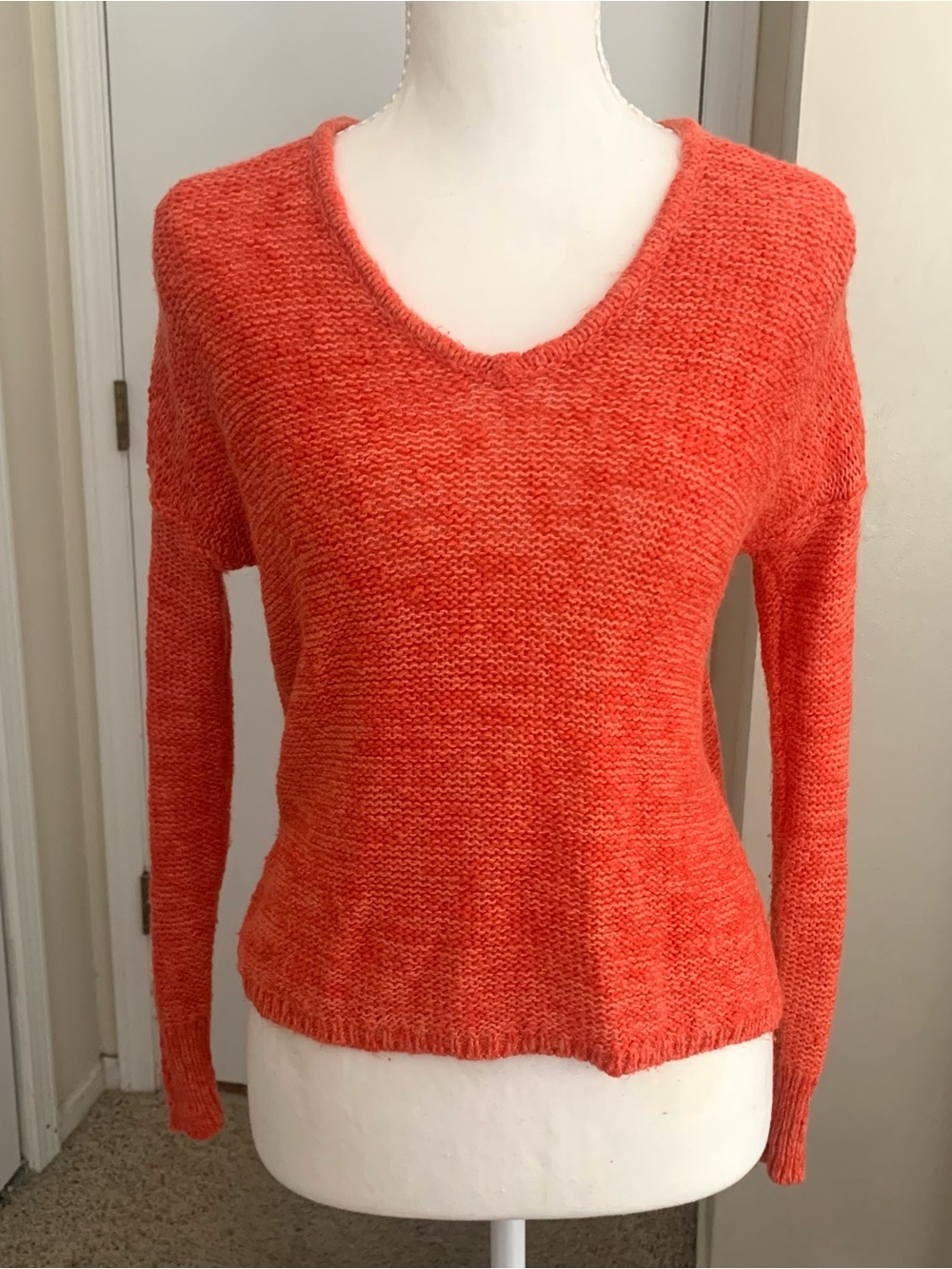 Mossimo Fall Sweater Dark Orange Long Sleeve Cotton Blend Hi-Low Colorful Sz XS